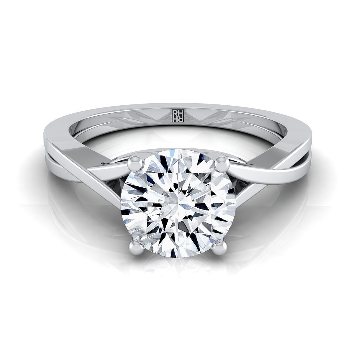 The Priscilla round engagement ring setting in 18K White Gold | RockHer