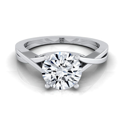 Round Brilliant, Delicate Twist Cathedral Solitaire, in 18K White Gold, prong setting | RockHer