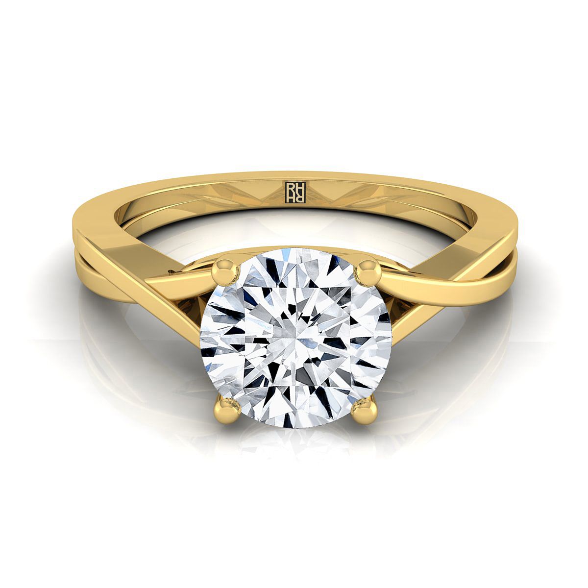 The Priscilla round engagement ring setting in 18K Yellow Gold | RockHer
