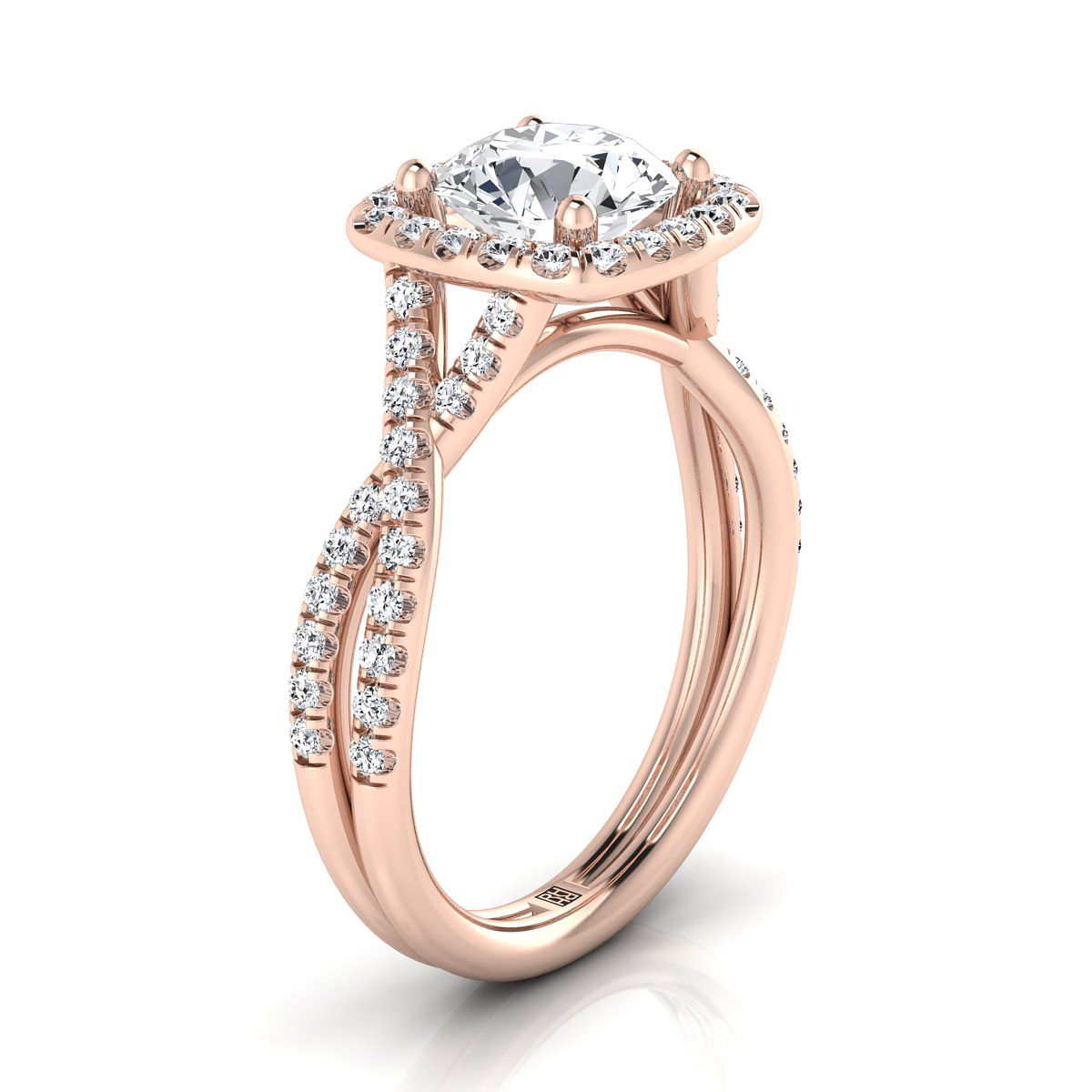 RockHer atelier photo of The Shania round engagement ring setting in 14K Rose Gold