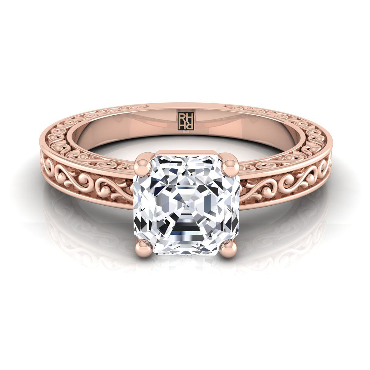 The Veronica asscher engagement ring setting in 14K Rose Gold | RockHer