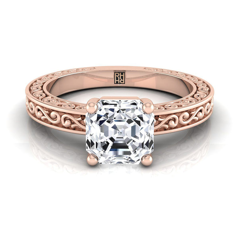 The Veronica Select Vintage Solitaire Asscher Cut Lab Diamond Engagement Ring in 14K Rose Gold
