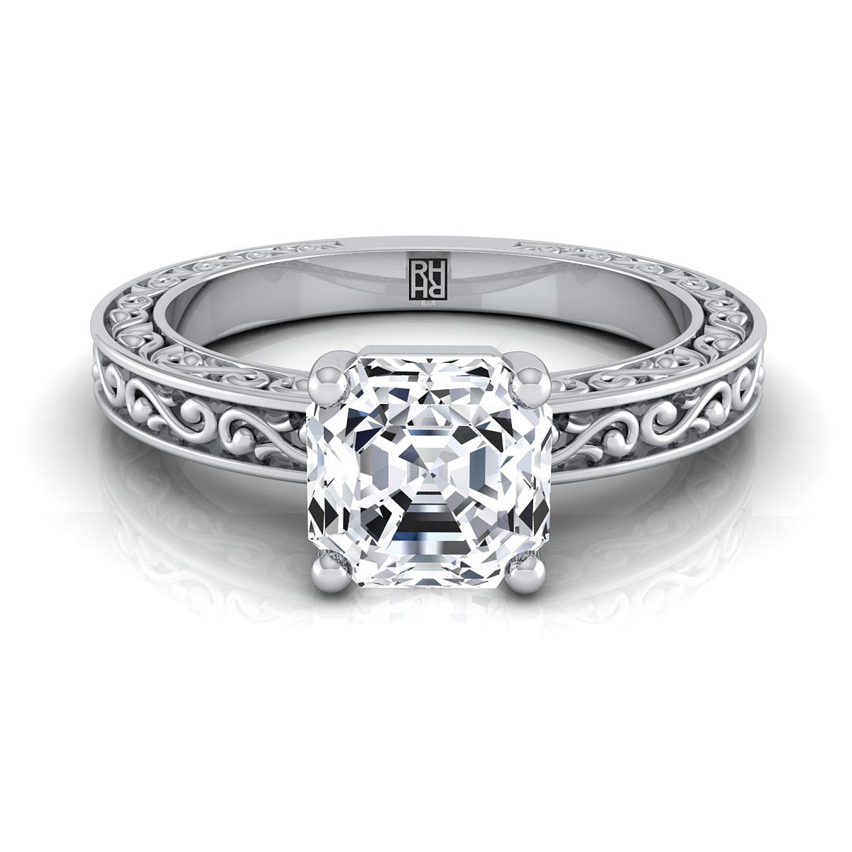 The Veronica asscher engagement ring setting in 18K White Gold | RockHer