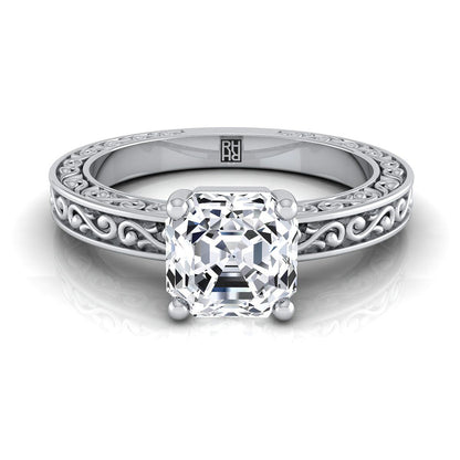 The Veronica Select Vintage Solitaire Engagement Ring with Lab Diamond in 18K White Gold - view 1