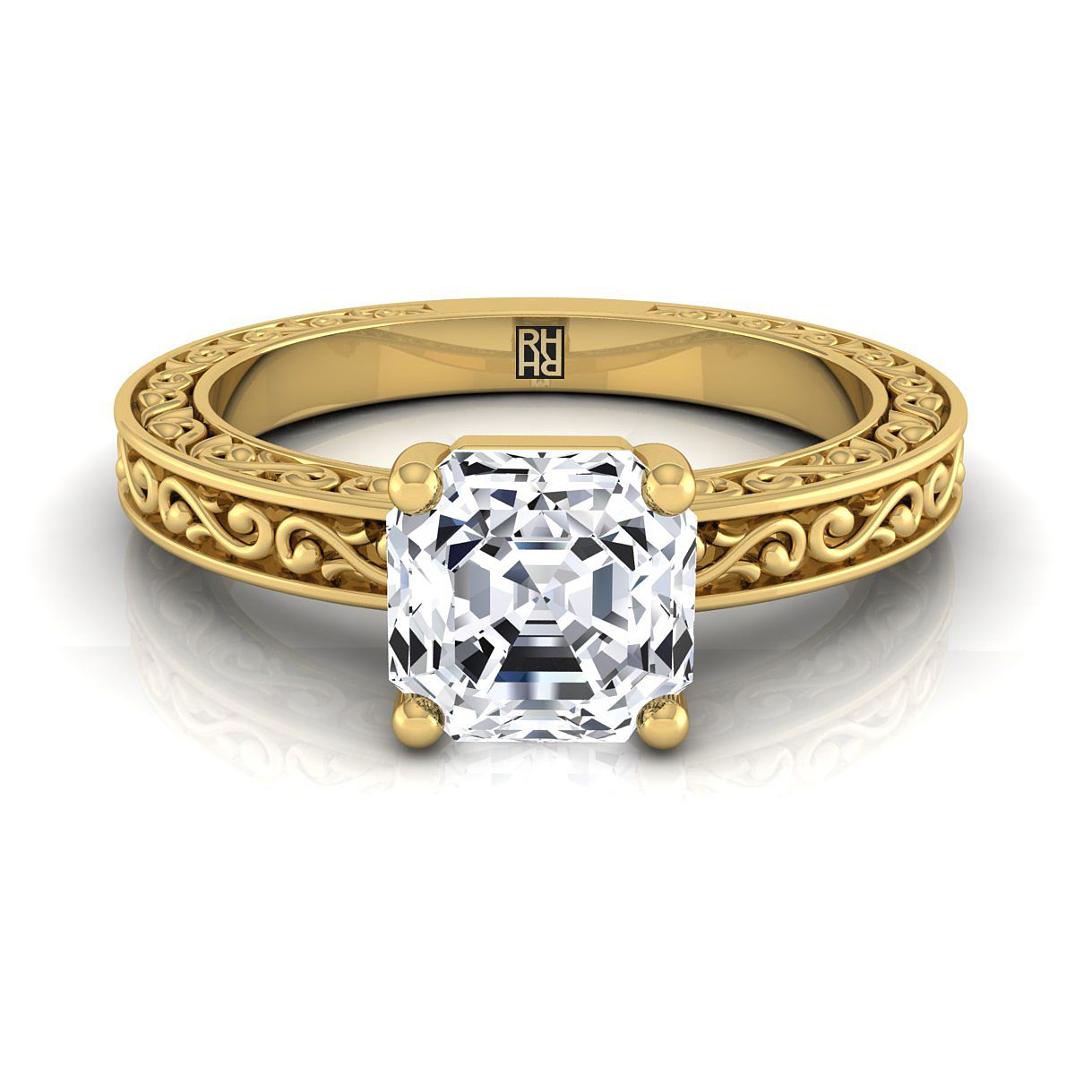 The Veronica asscher engagement ring setting in 18K Yellow Gold | RockHer