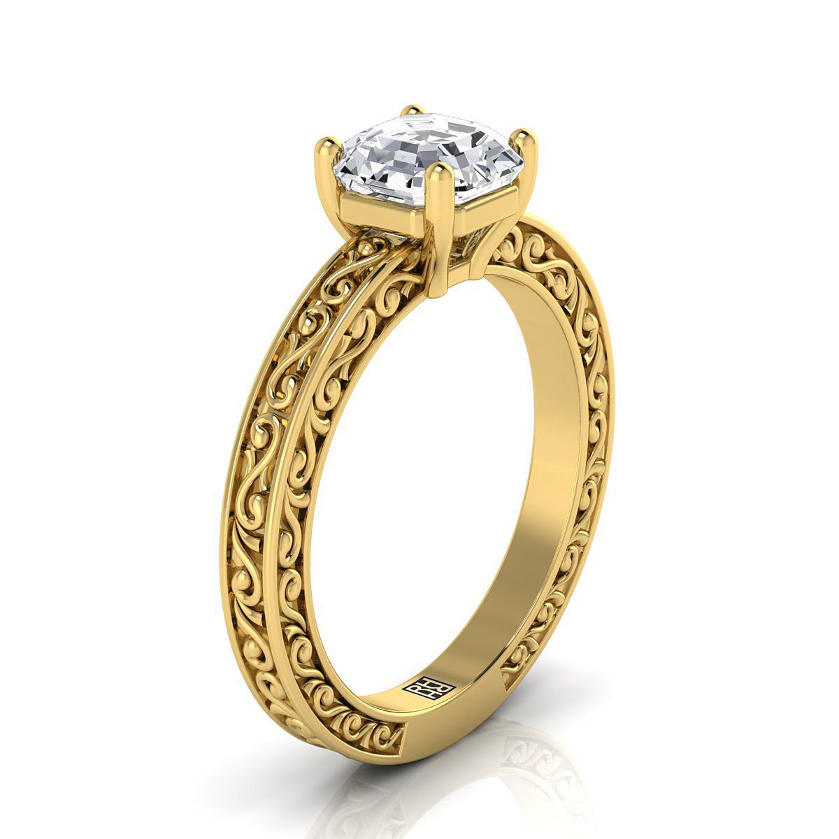 Select Vintage Solitaire Cut styling on The Veronica asscher engagement ring setting | RockHer