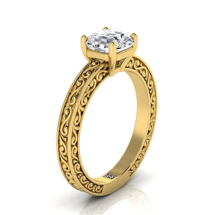 The Veronica Select Vintage Solitaire Engagement Ring with Lab Diamond in 18K Yellow Gold - view 2