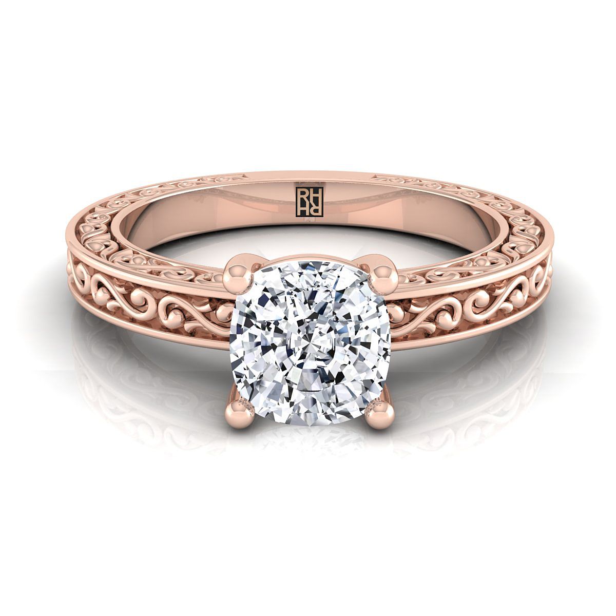 The Veronica cushion engagement ring setting in 14K Rose Gold | RockHer