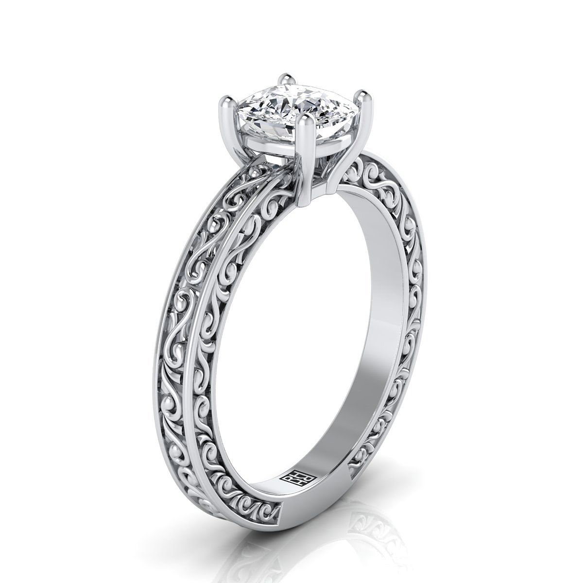 Made to order: The Veronica cushion engagement ring setting in 18K White Gold | RockHer