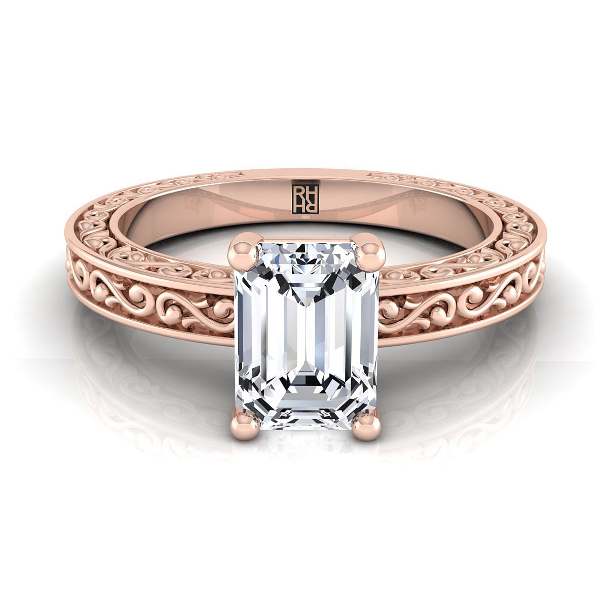The Veronica emerald engagement ring setting in 14K Rose Gold | RockHer