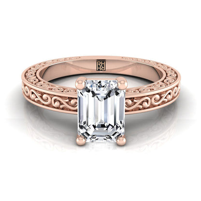 The Veronica Select Vintage Solitaire Engagement Ring with Lab Diamond in 14K Rose Gold - view 1