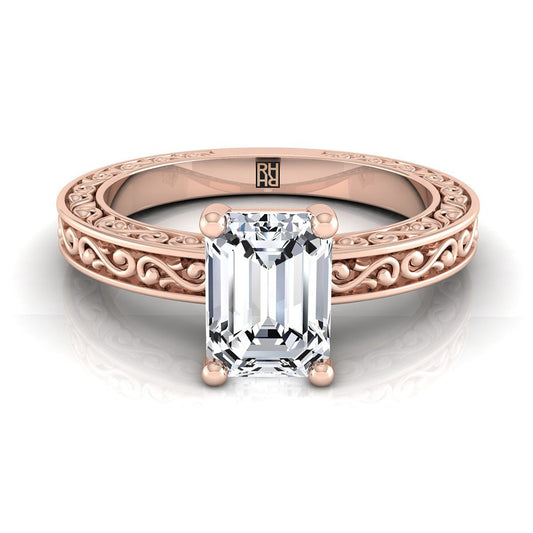 The Veronica Select Vintage Solitaire Engagement Ring with Lab Diamond in 14K Rose Gold - view 1