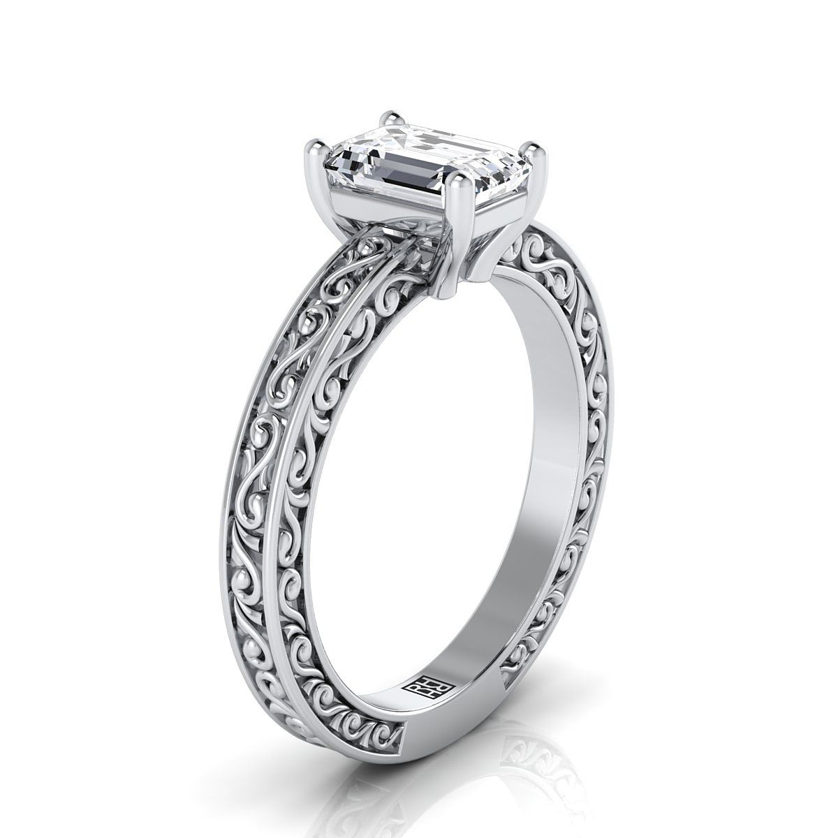 Made to order: The Veronica emerald engagement ring setting in Platinum | RockHer