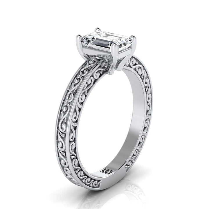 The Veronica Select Vintage Solitaire Engagement Ring with Lab Diamond in 18K White Gold - view 2