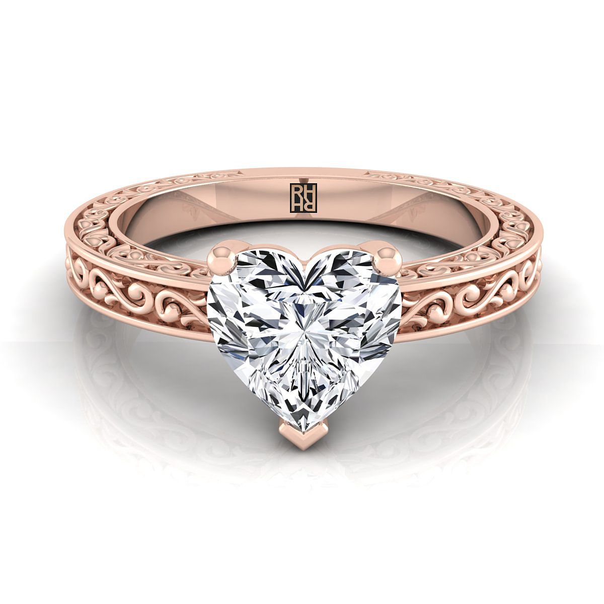 The Veronica heart engagement ring setting in 14K Rose Gold | RockHer