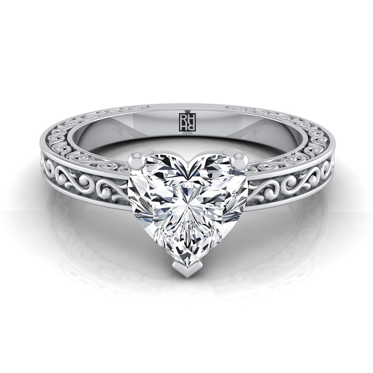 The Veronica heart engagement ring setting in 18K White Gold | RockHer