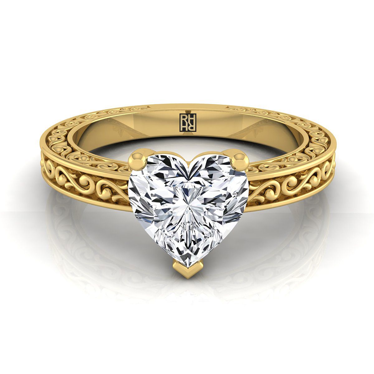 The Veronica heart engagement ring setting in 18K Yellow Gold | RockHer