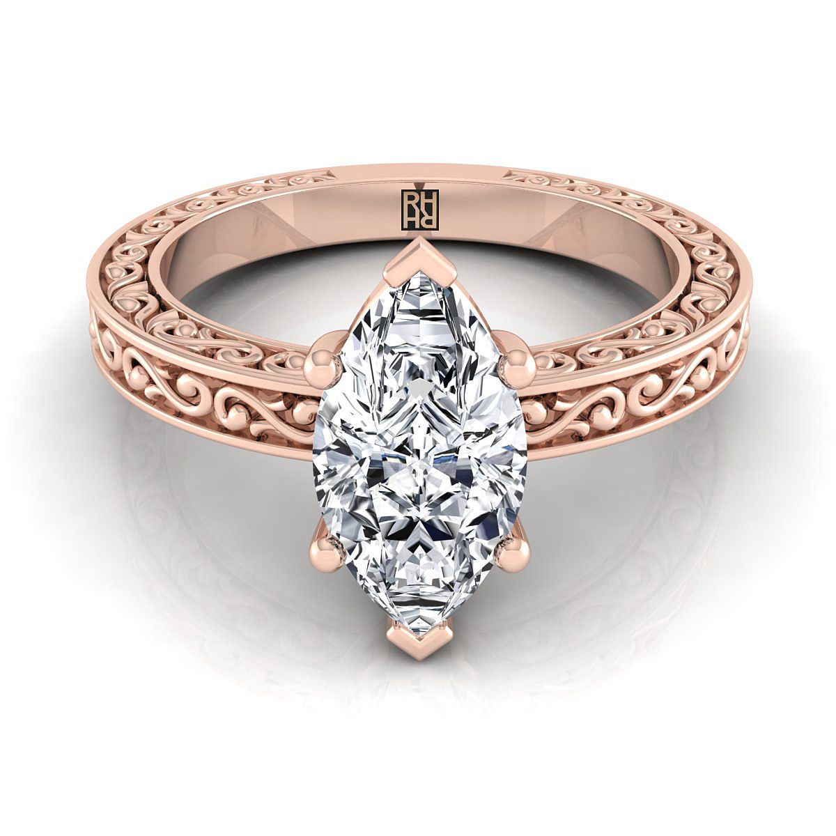 The Veronica marquise engagement ring setting in 14K Rose Gold | RockHer