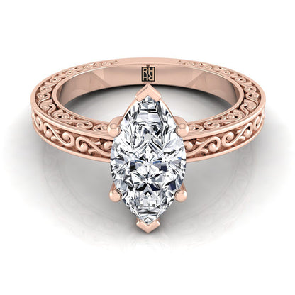 The Veronica Select Vintage Solitaire Engagement Ring with Lab Diamond in 14K Rose Gold - view 1
