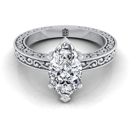 The Veronica Select Vintage Solitaire Engagement Ring with Lab Diamond in 18K White Gold - view 1