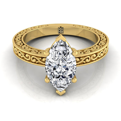 Veronica Select Vintage Solitaire Marquise Lab Diamond Engagement Ring in 18K Yellow Gold | RockHer