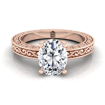 Veronica Select Vintage Solitaire Oval Lab Diamond Engagement Ring in 14K Rose Gold | RockHer