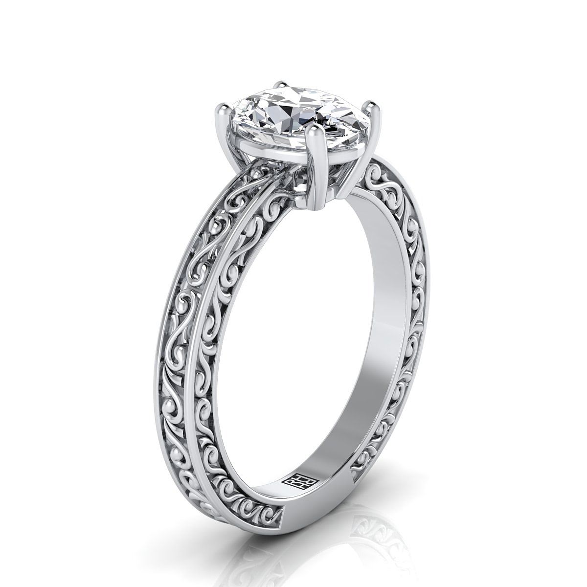 Made to order: The Veronica oval engagement ring setting in 18K White Gold | RockHer