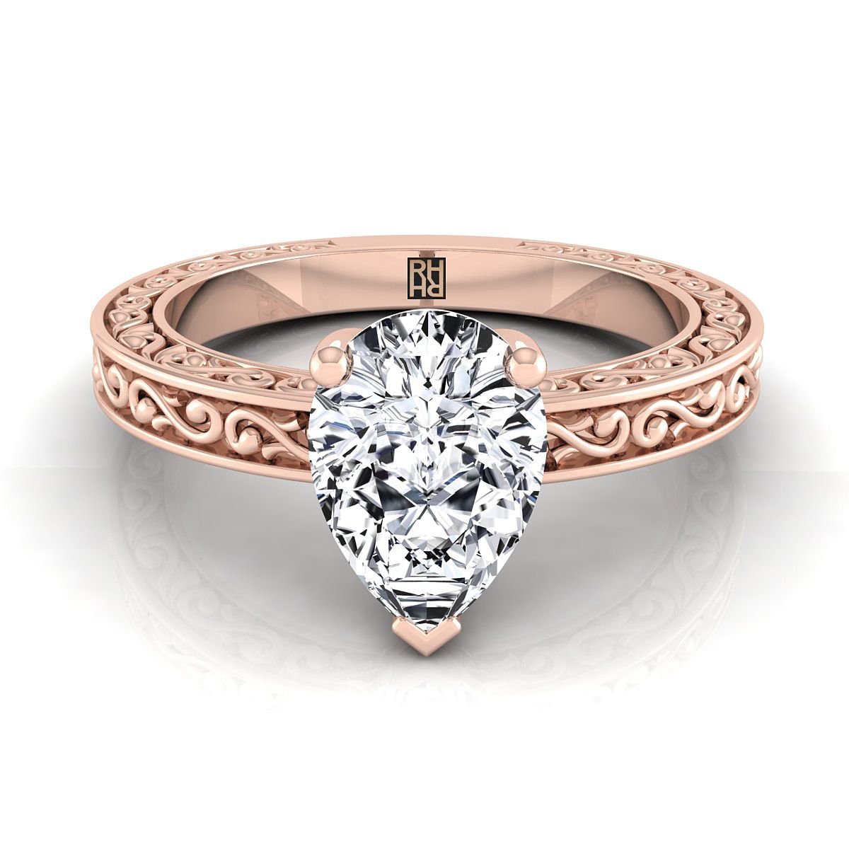 The Veronica pear engagement ring setting in 14K Rose Gold | RockHer