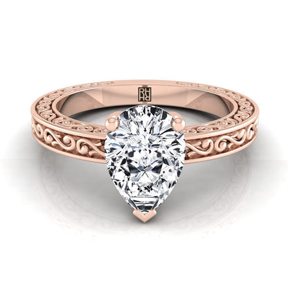 The Veronica Select Vintage Solitaire Engagement Ring with Lab Diamond in 14K Rose Gold - view 1
