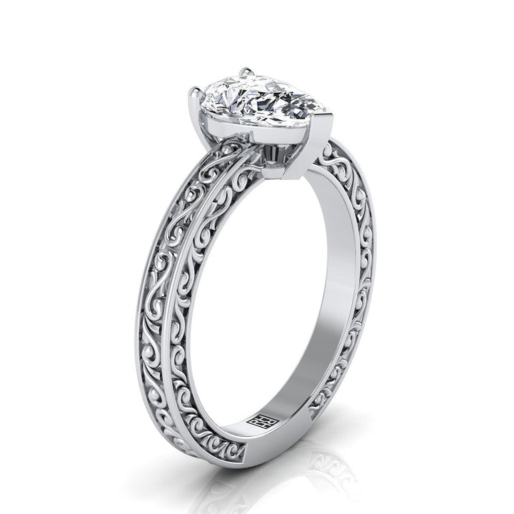 The Veronica Select Vintage Solitaire Engagement Ring with Lab Diamond in Platinum - view 2