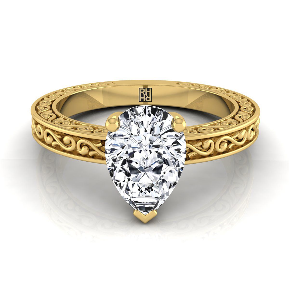 Veronica Select Vintage Solitaire Pear Lab Diamond Engagement Ring in 18K Yellow Gold | RockHer