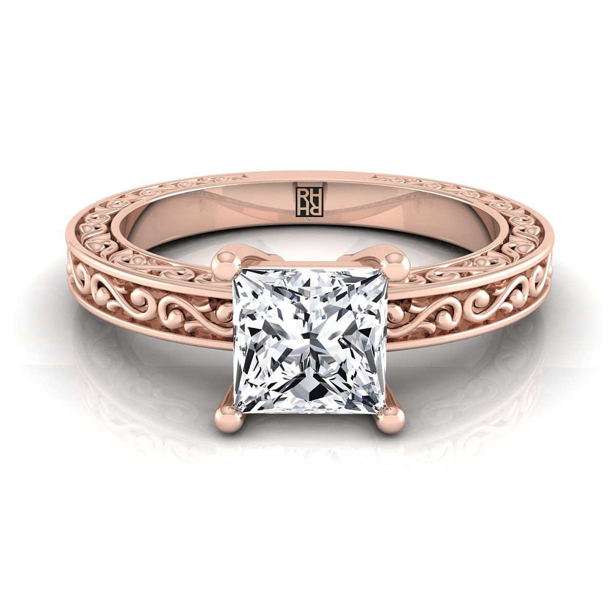 The Veronica princess engagement ring setting in 14K Rose Gold | RockHer