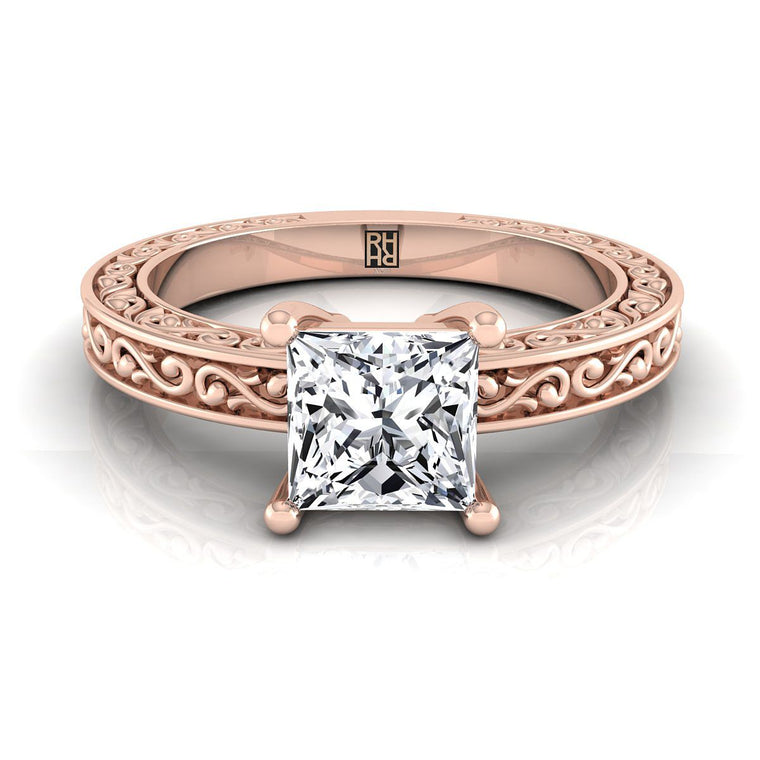 The Veronica Select Vintage Solitaire Princess Cut Lab Diamond Engagement Ring in 14K Rose Gold