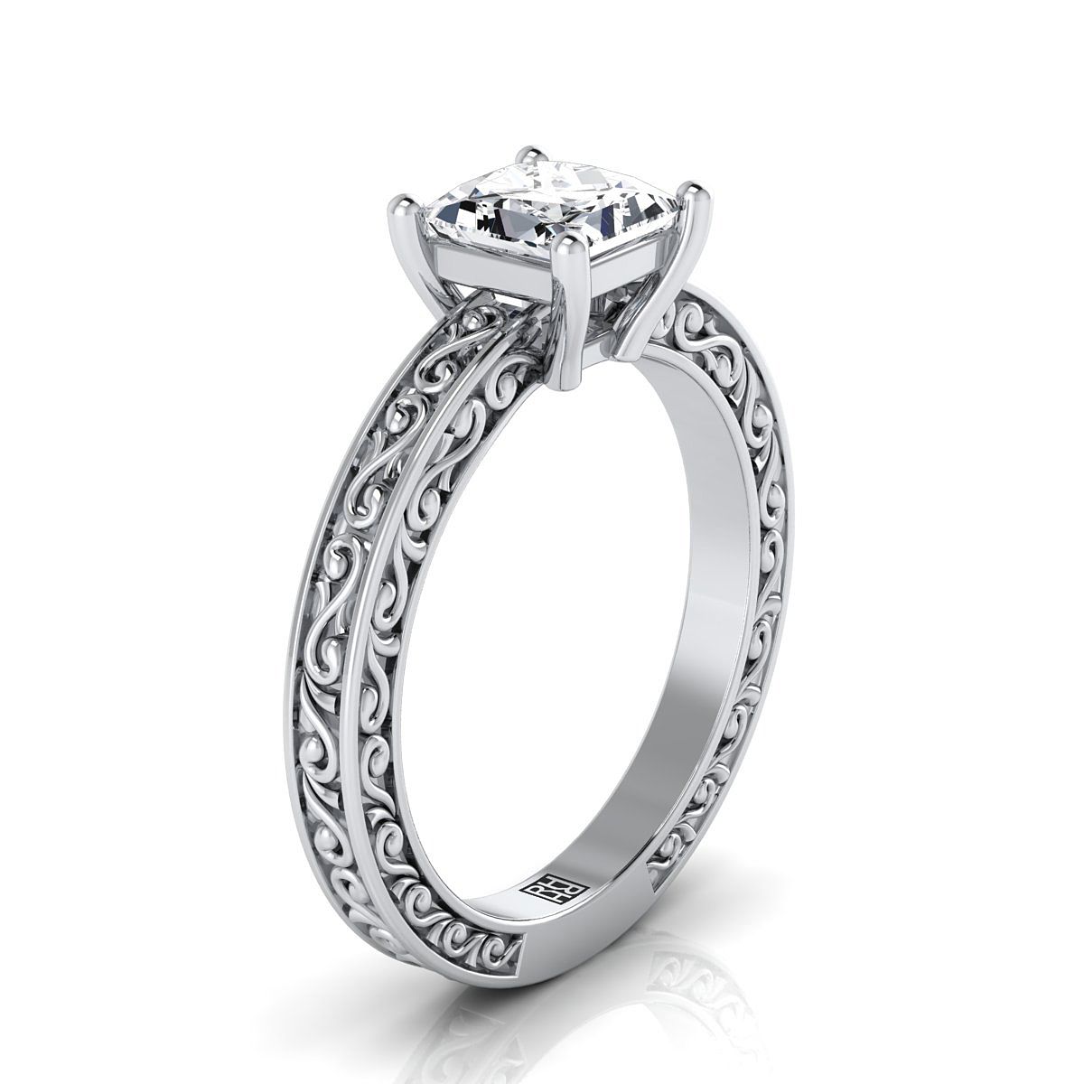 Select Vintage Solitaire styling on The Veronica princess engagement ring setting | RockHer