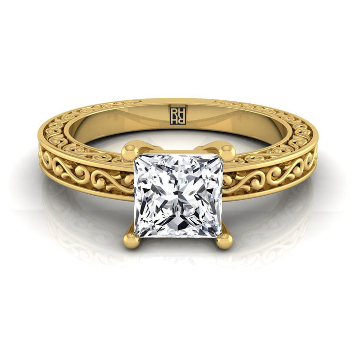 The Veronica Select Vintage Solitaire Engagement Ring with Lab Diamond in 18K Yellow Gold - view 1