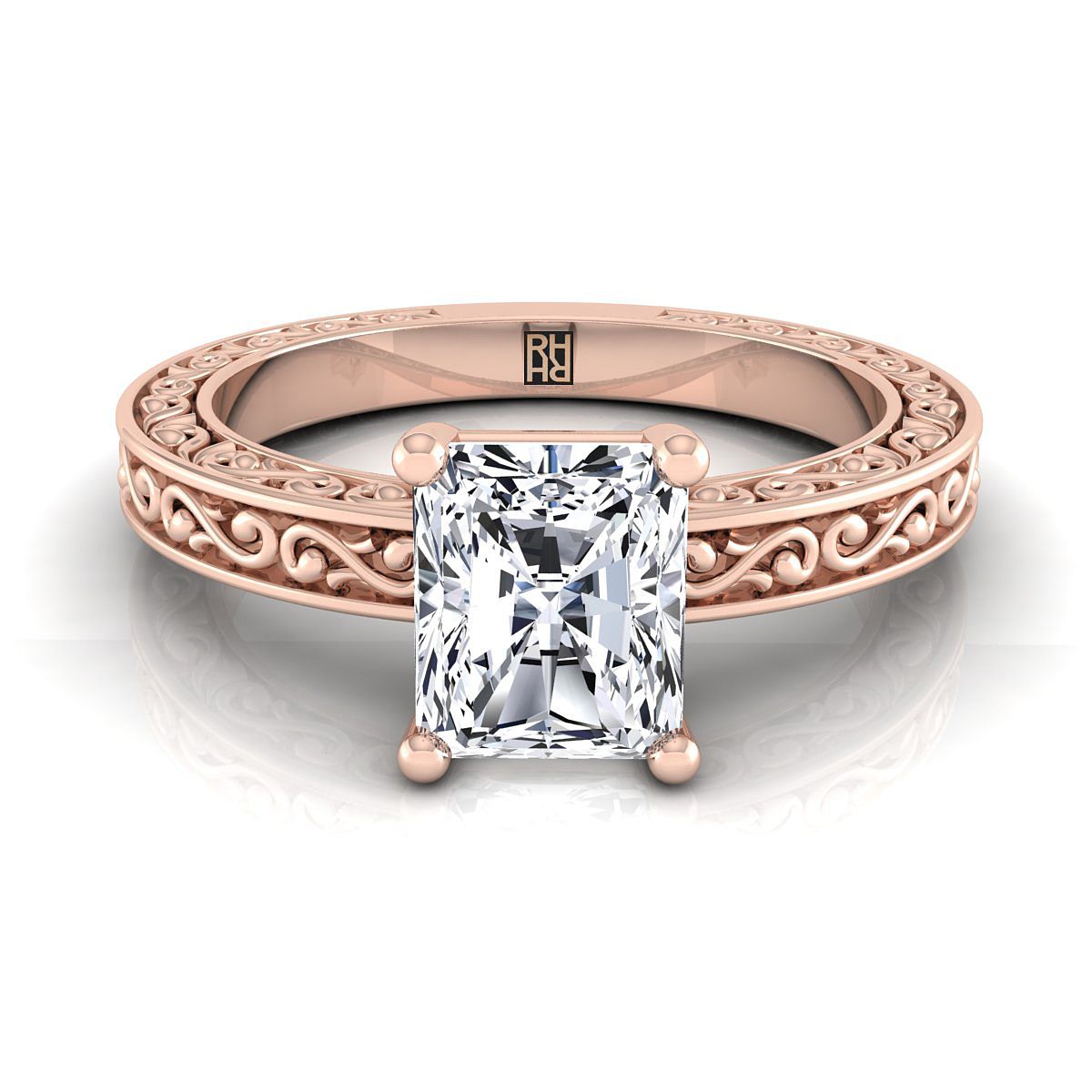 The Veronica radiant engagement ring setting in 14K Rose Gold | RockHer
