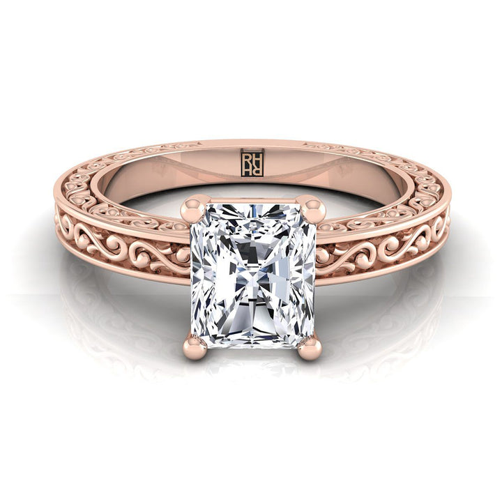 The Veronica Select Vintage Solitaire Engagement Ring with Lab Diamond in 14K Rose Gold - view 1
