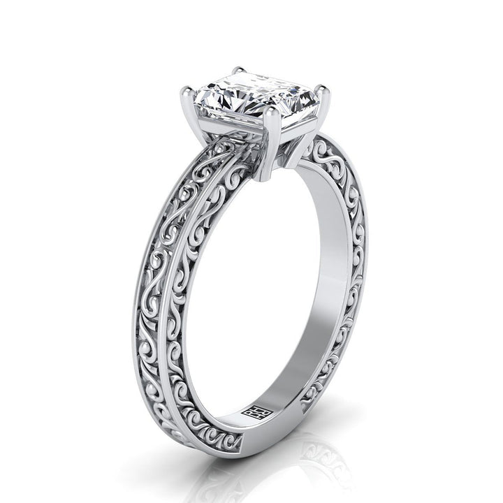 The Veronica Select Vintage Solitaire Engagement Ring with Lab Diamond in Platinum - view 2