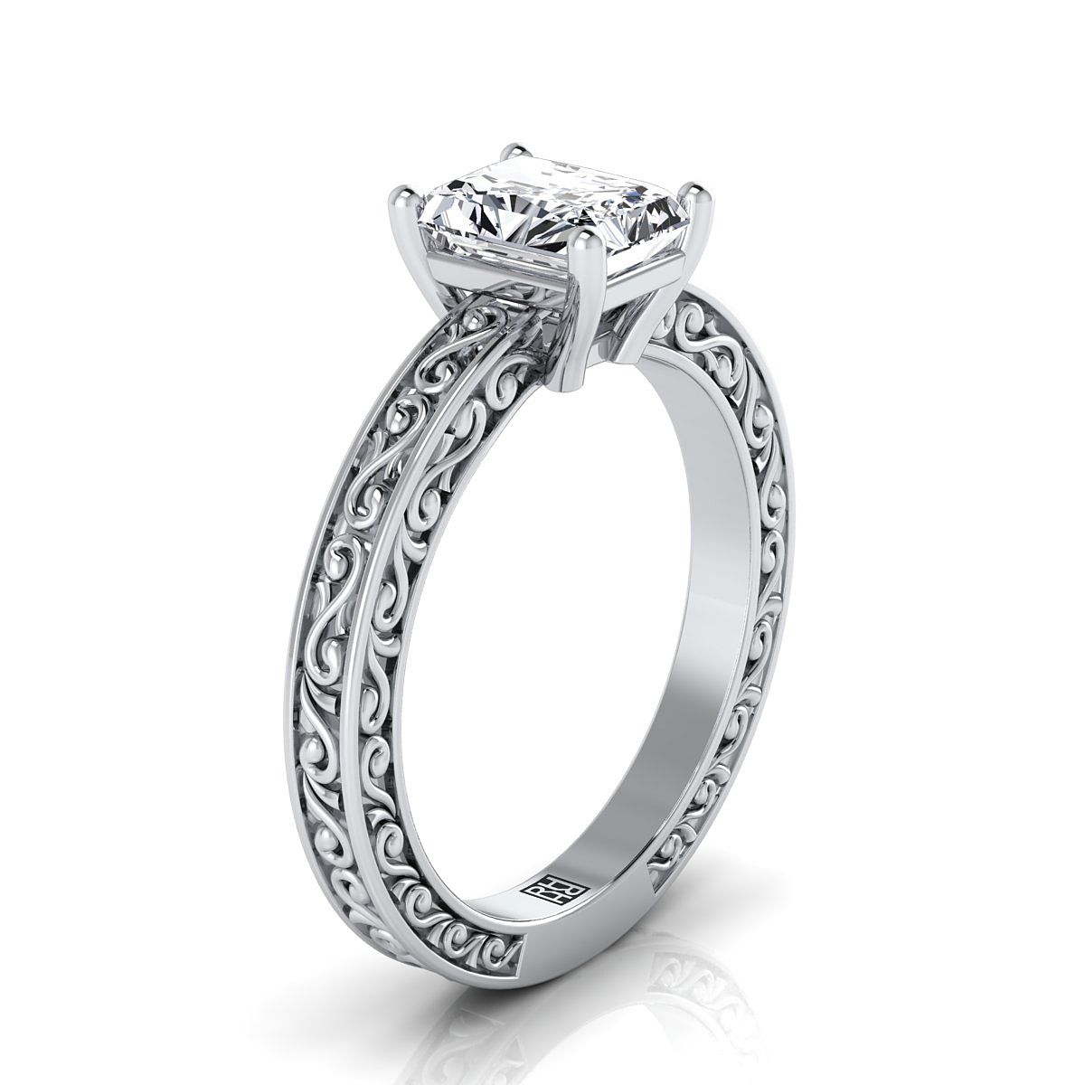 Select Vintage Solitaire Cut styling on The Veronica radiant engagement ring setting | RockHer