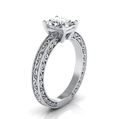 The Veronica Select Vintage Solitaire Engagement Ring with Lab Diamond in 18K White Gold - view 2