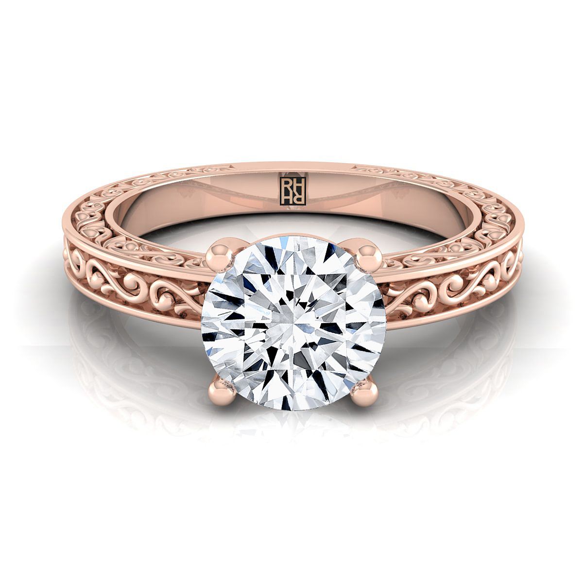 The Veronica round engagement ring setting in 14K Rose Gold | RockHer