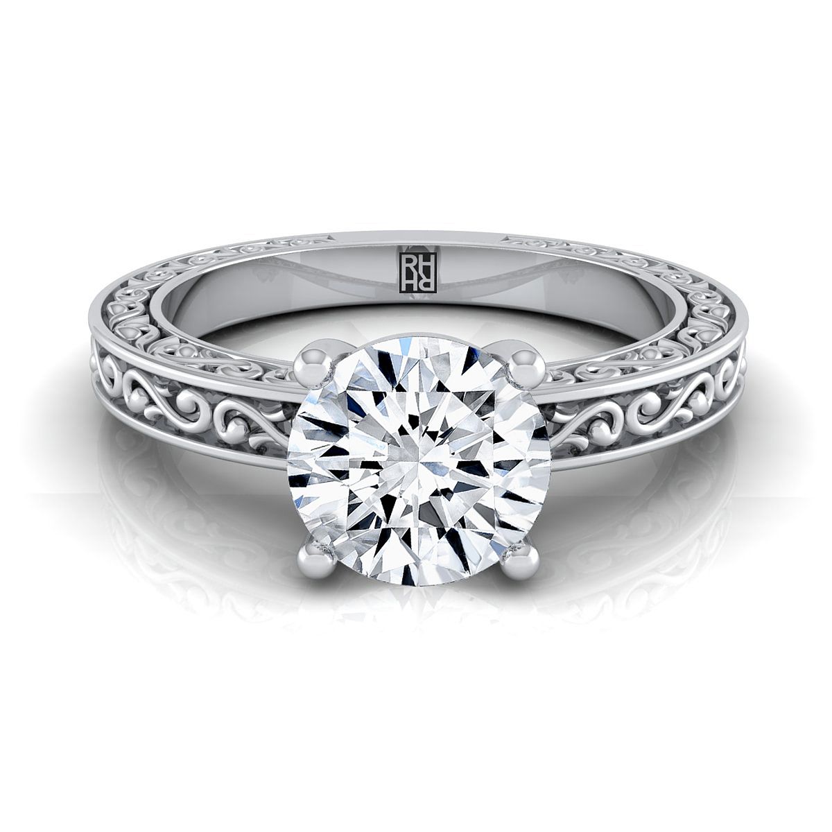 The Veronica round engagement ring setting in 18K White Gold | RockHer