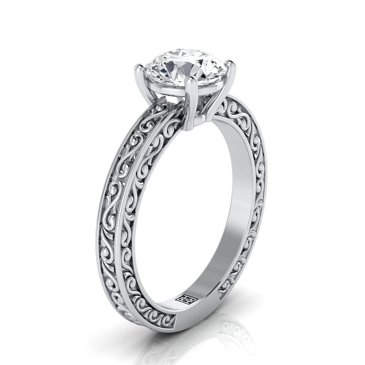 Select Vintage Solitaire styling on The Veronica round engagement ring setting | RockHer
