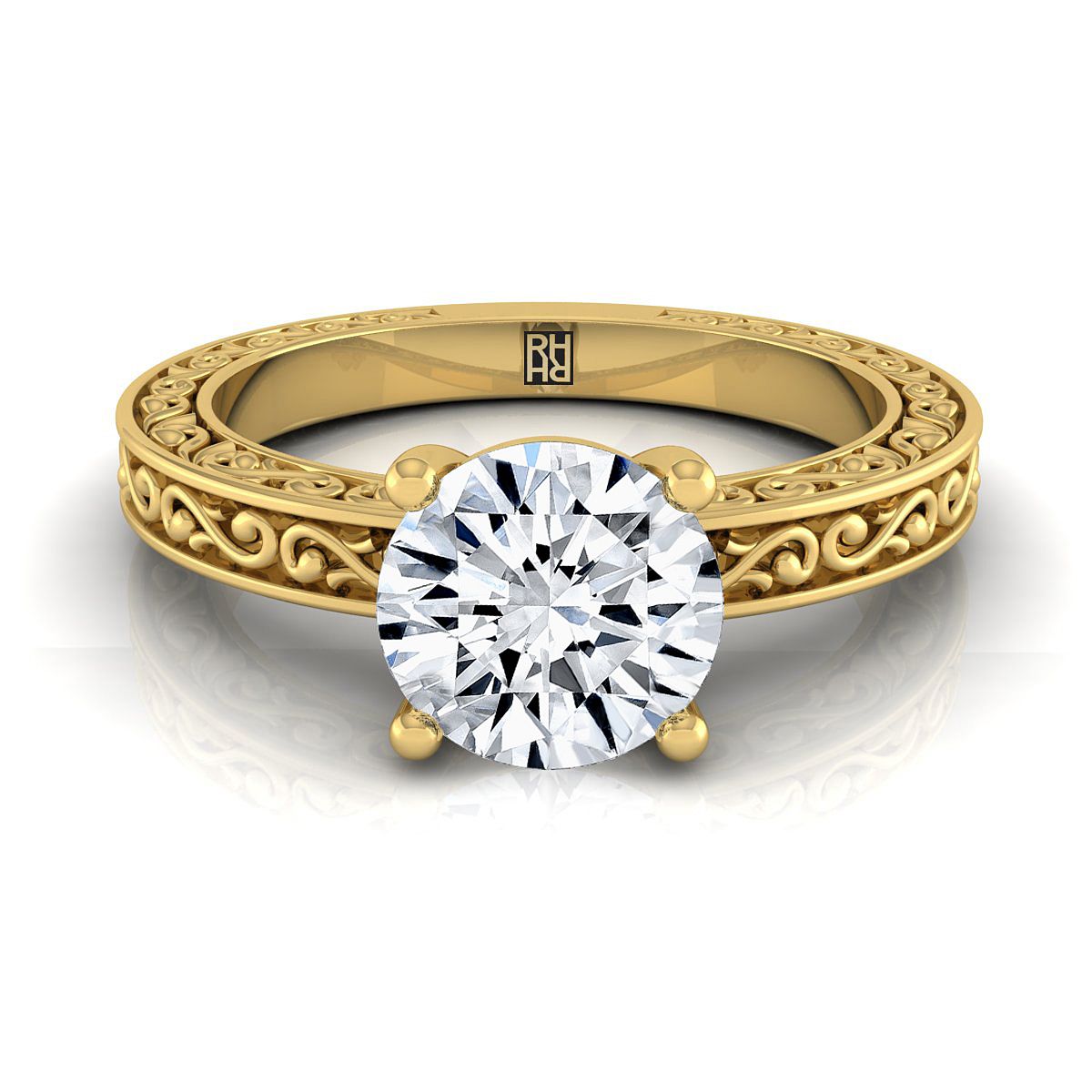 Veronica Select Vintage Solitaire Round Lab Diamond Engagement Ring in 18K Yellow Gold | RockHer