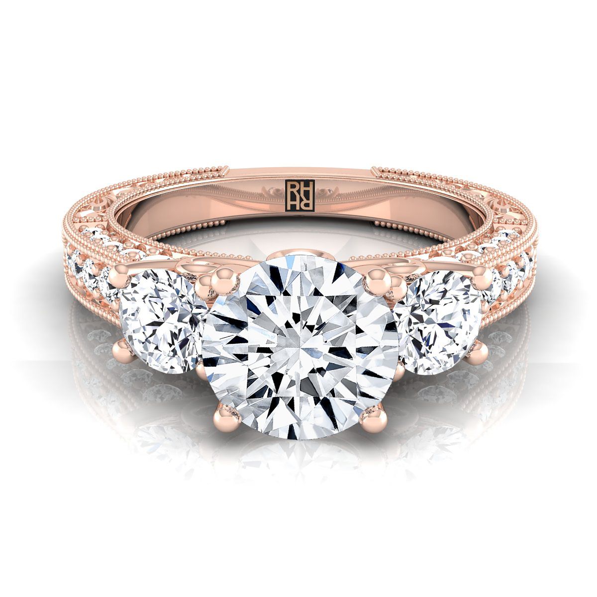 The Rosie round engagement ring setting in 14K Rose Gold | RockHer