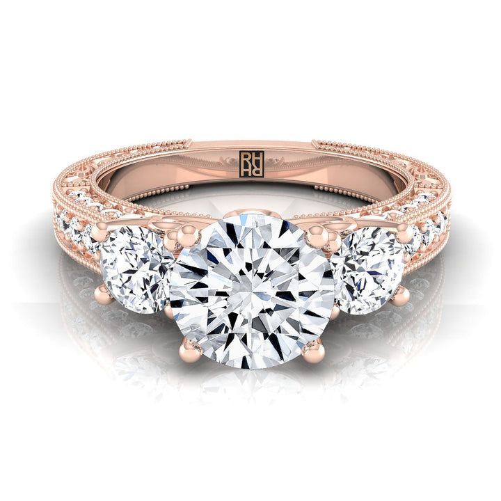 The Rosie Select Three Stone Engagement Ring with Lab Diamond in 14K Rose Gold - view 1