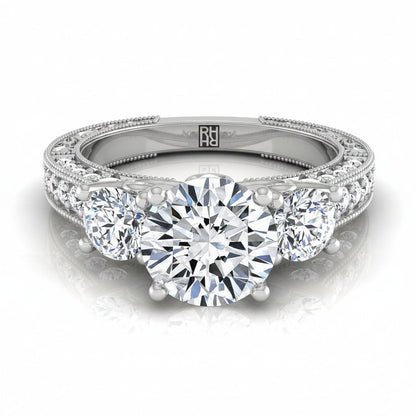 The Rosie Select in Platinum, a vintage three stone design from RockHer