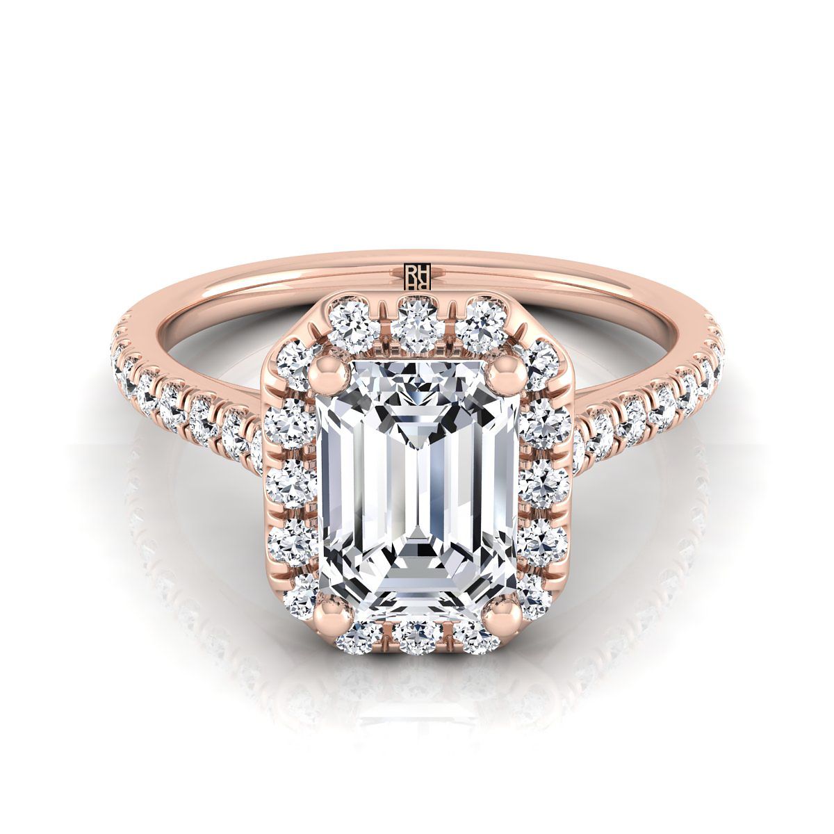 The Sade emerald engagement ring setting in 14K Rose Gold | RockHer