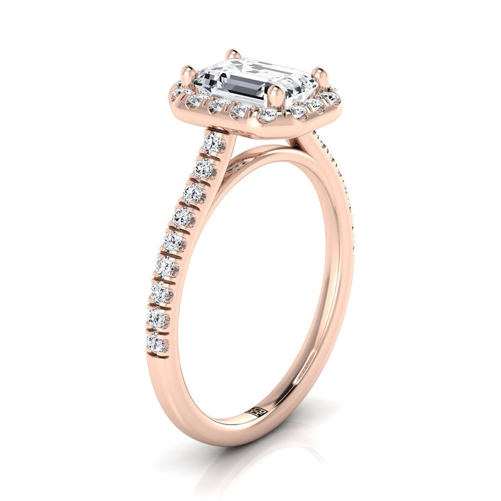 The Sade Select Halo Engagement Ring with Lab Diamond in 14K Rose Gold - view 2