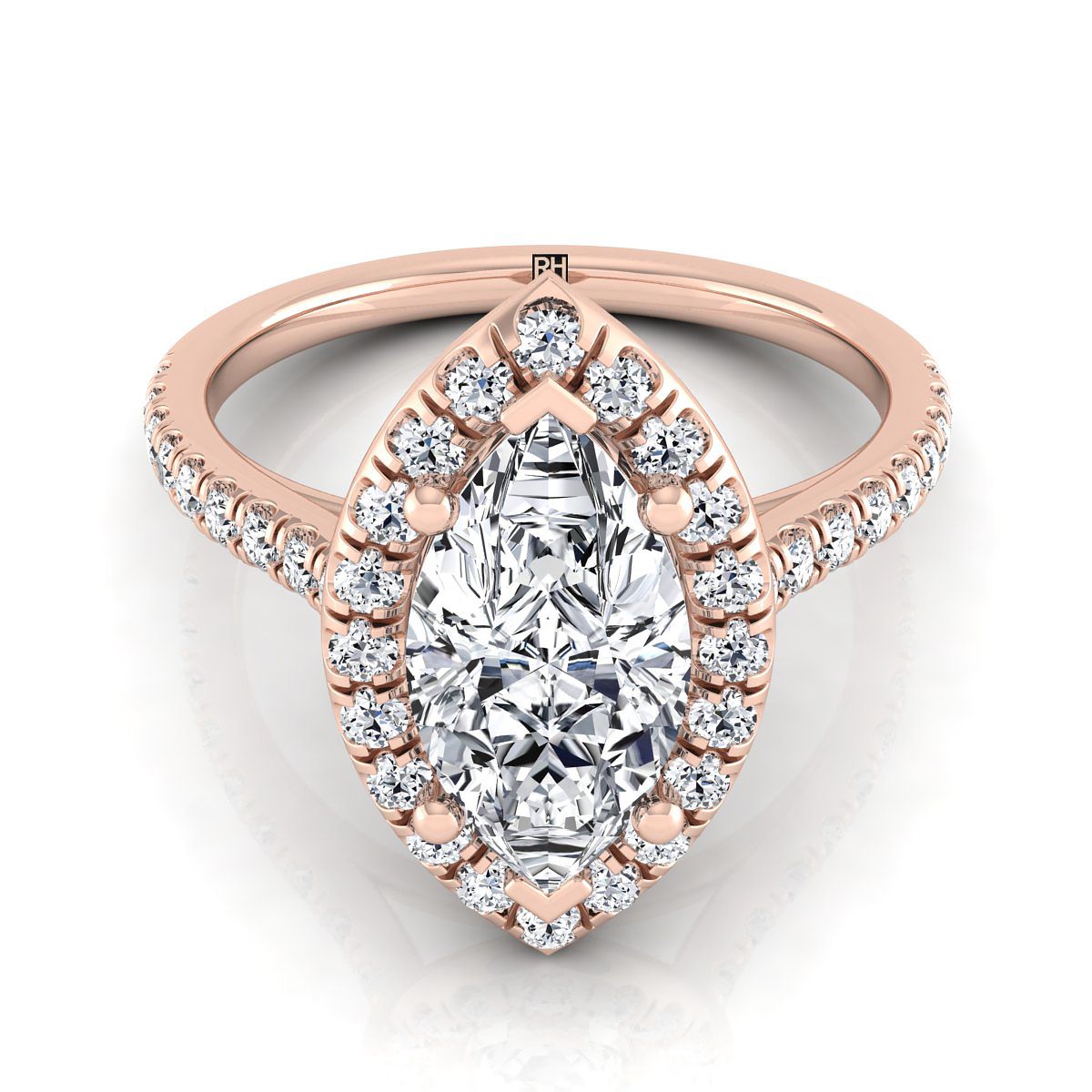 The Sade marquise engagement ring setting in 14K Rose Gold | RockHer